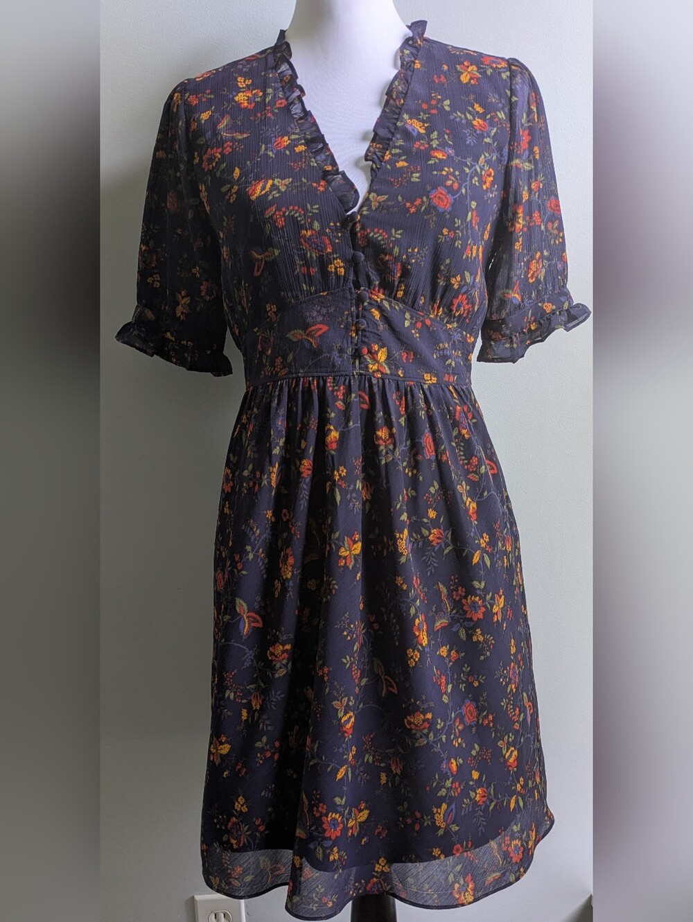EUC.... Madewell "Freesia Climbing Vine" Ruffle Floral Dress Size 0